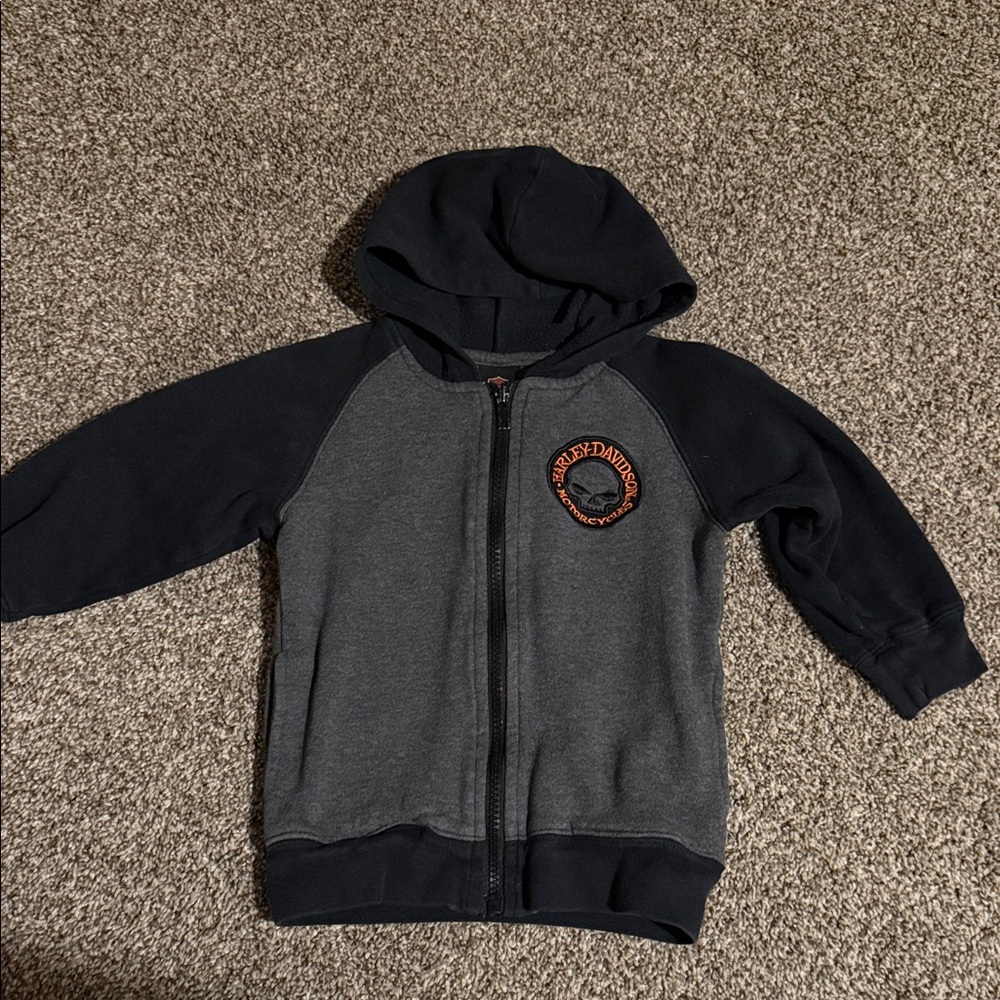 Harley-Davidson Kids Hoodie in Black and Gray with Orange Logo